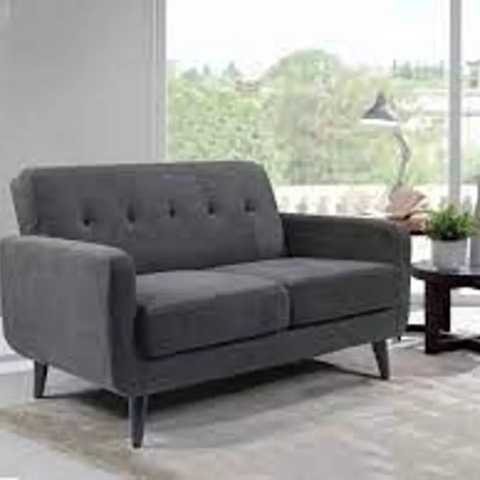 BOXED OSLO SLATE FABRIC TWO SEATER SOFA