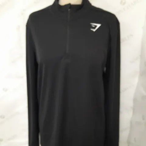 GYMSHARK 1/4 ZIP BLACK TOP - S