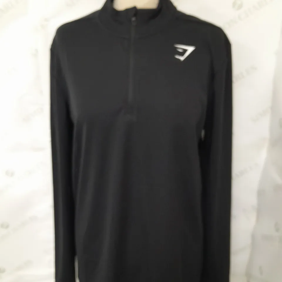 GYMSHARK 1/4 ZIP BLACK TOP - S