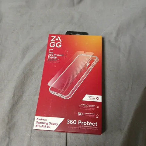 APPROXIMATELY 50 ZAGG 360 PROTECT BUNDLE FOR SAMSUNG GALAXY A15/A15 5G – CLEAR CASE & TEMPERED GLASS SCREEN PROTECTOR