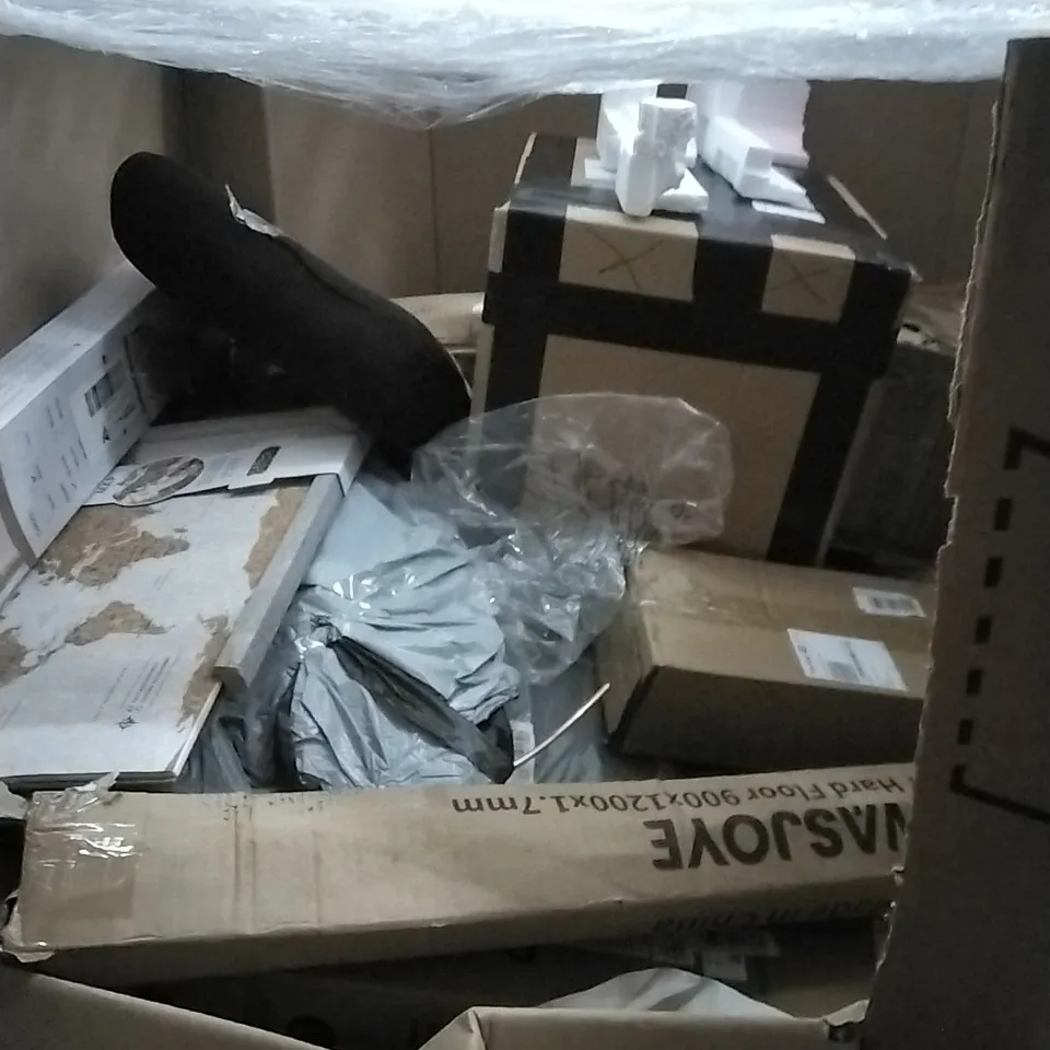 PALLET OF HOUSEHOLD ITEMS TO INCLUDE BREAD MAKER,PICTURE FRAME SET,KITCHEN FAUCET, RUG AND OTHER ASSORTED ITEMS...