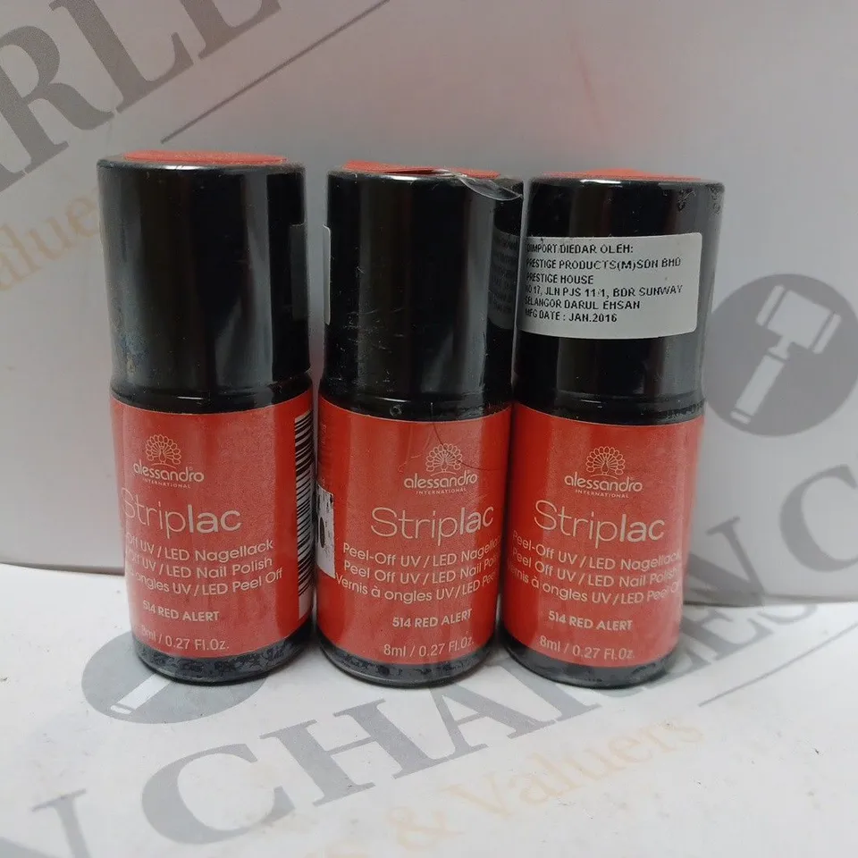 BOX OF APPROXIMATELY 75 X 8ML VIALS OF ALESSANDRO STRIPLAC RED ALERT NAIL POLISH