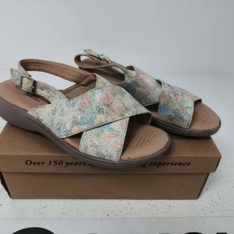 BOXED PAIR OF MHARI BEIGE CROSS-STRAP SANDALS – WOMEN'S, UK 3