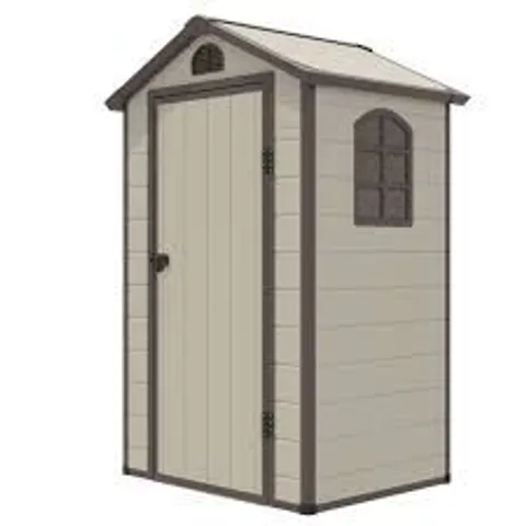 BOXED COSTWAY OUTDOOR STORAGE SHED WITH LOCKABLE DOOR WINDOW AND AIR VENTS -BEIGE-