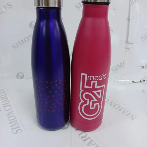 BOX OF TWO STAINLESS STEEL INSULATED LEAKPROOF BOTTLES