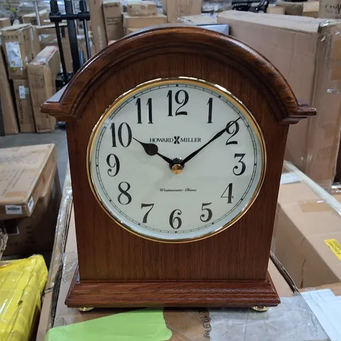 BOXED HOWARD MILLER KOOTENAI MANTEL CLOCK II 549-722 – OAK YORKSHIRE WOOD & QUARTZ SINGLE CHIME MOVEMENT