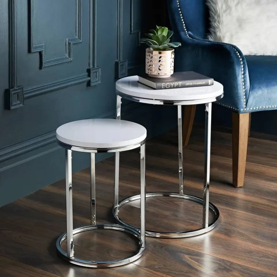 BOXED ALGONA SET OF 2 TABLES - WHITE (1 BOX)
