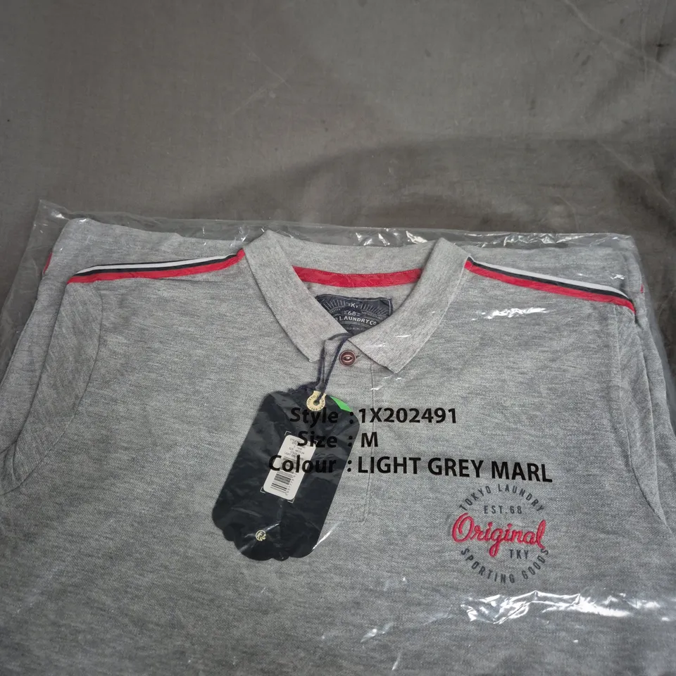 ORIGINAL TOKYO LAUNDRY POLO SHIRT – LIGHT GREY MARL, SIZE M (MEN'S)