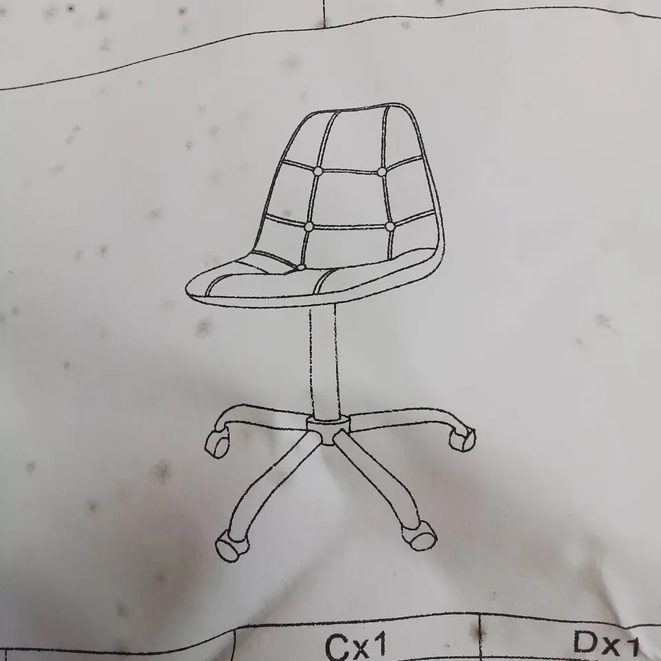 A BOXED WHITE BUTTON BACK SWIVEL OFFICE CHAIR