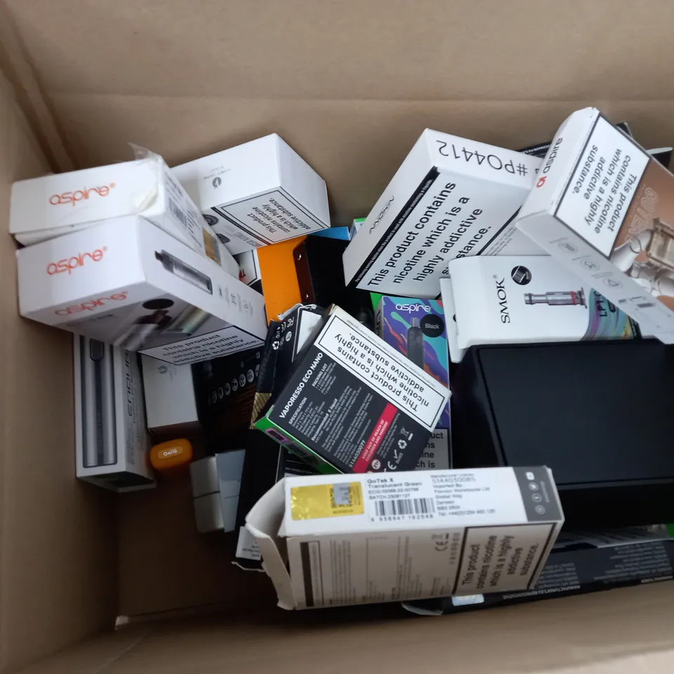 BOX OF 20 ASSORTED E-CIGARATTES TO INCLUDE VAPEROSSO , ASPIRE, INNOKIN ETC.