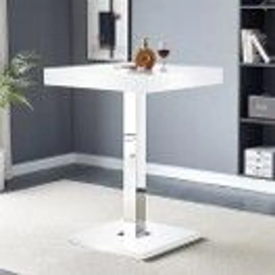 BOXED TOPAZ WHITE HIGH GLOSS BAR TABLE (2 BOXES)