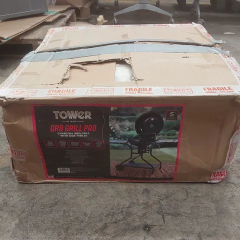 BOXED TOWER ORB GRILL PRO CHARCOAL BBQ GRILL WITH SIDE TABLES