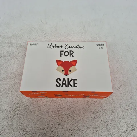 URBAN ECCENTRIC FOR FOX SAKE SOCKS – UNISEX UK 6-11, 3 PAIRS