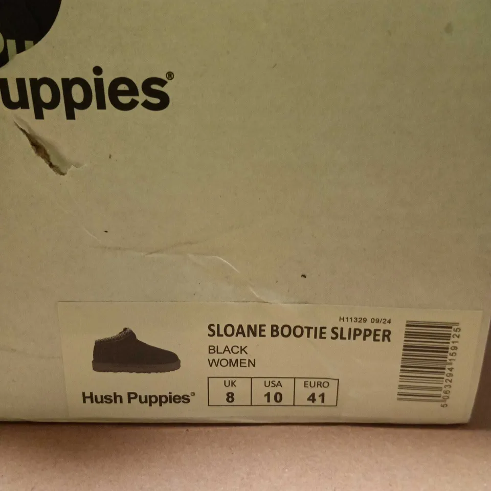 HUSH PUPPIES SLOANE BOOTIE SLIPPER – BLACK, WOMEN’S UK 8