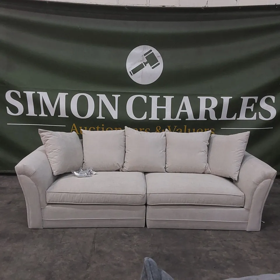 QUALITY DESIGNER DURY 4 SEATER FABRIC UPHOLSTERED SOFA