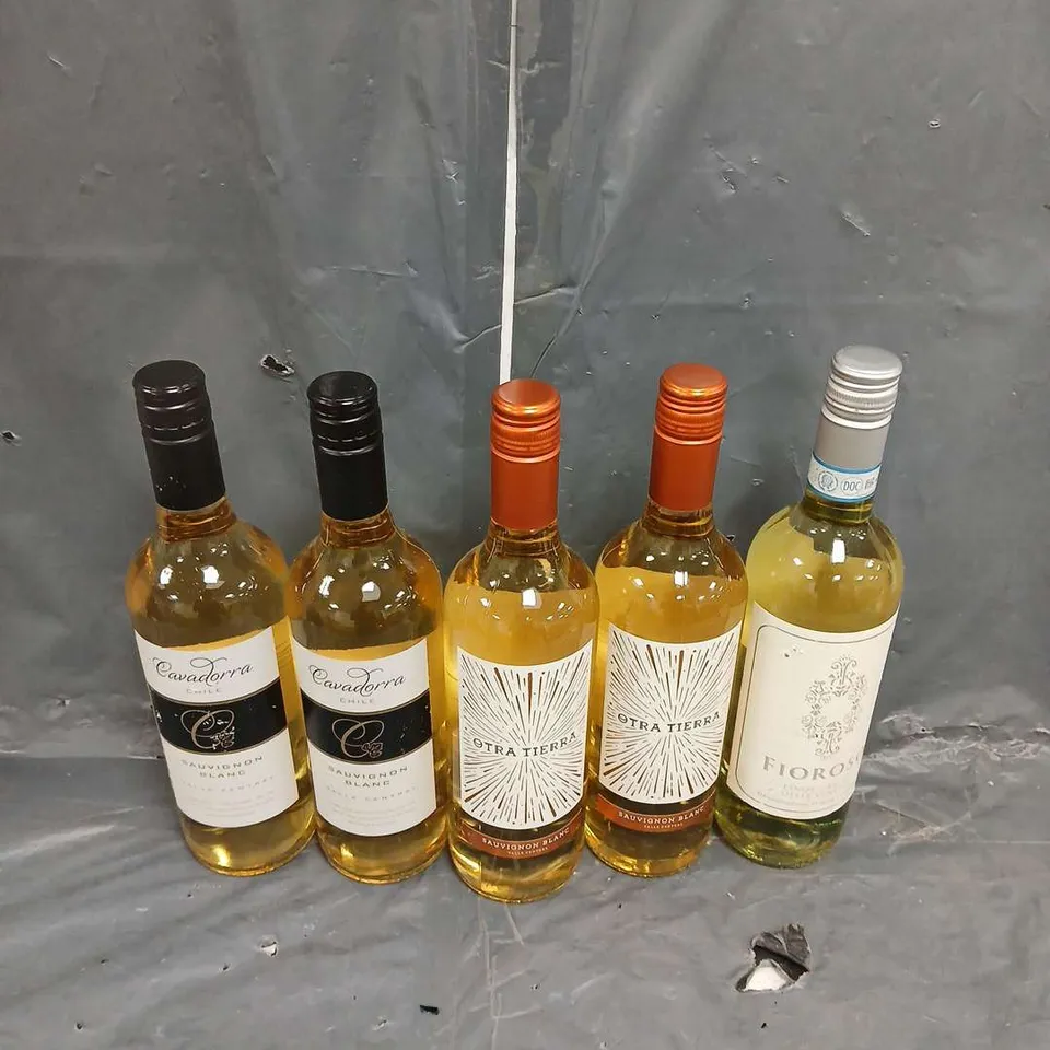 BOX OF 5 ASSORTED WINES TO INCLUDE - FIOROSO PINOT GRIGIO - OTRA TIERRA SAUVIGNON BLANC - CAVADORRA SAUVIGNON BLANC - COLLECTION ONLY