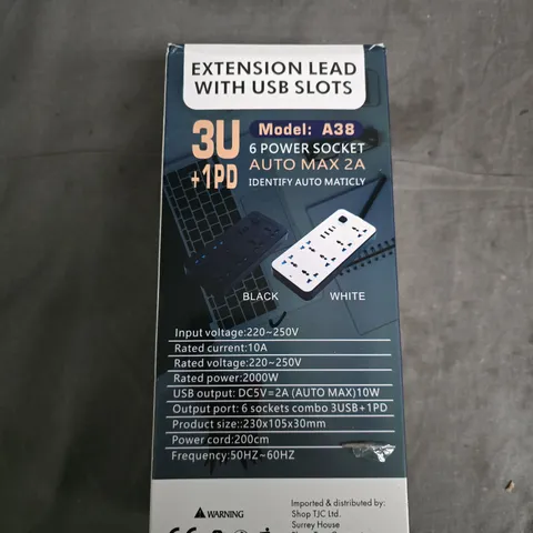 EXTENSION LEAD WITH USB SLOTS – MODEL A38
