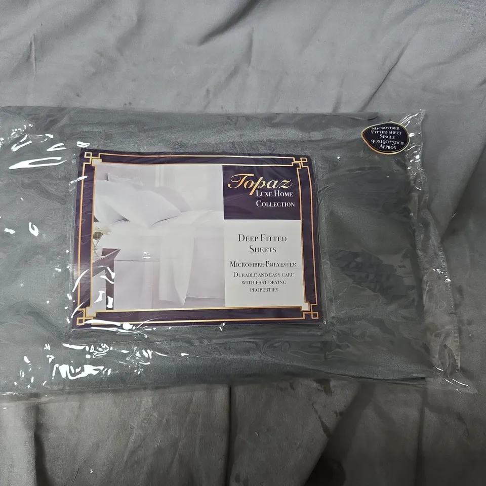 APPROXIMATELY 10 TOPAZ LUXE HOME COLLECTION DEEP FITTED SHEETS – MICROFIBRE POLYESTER, GREY - SINGLE