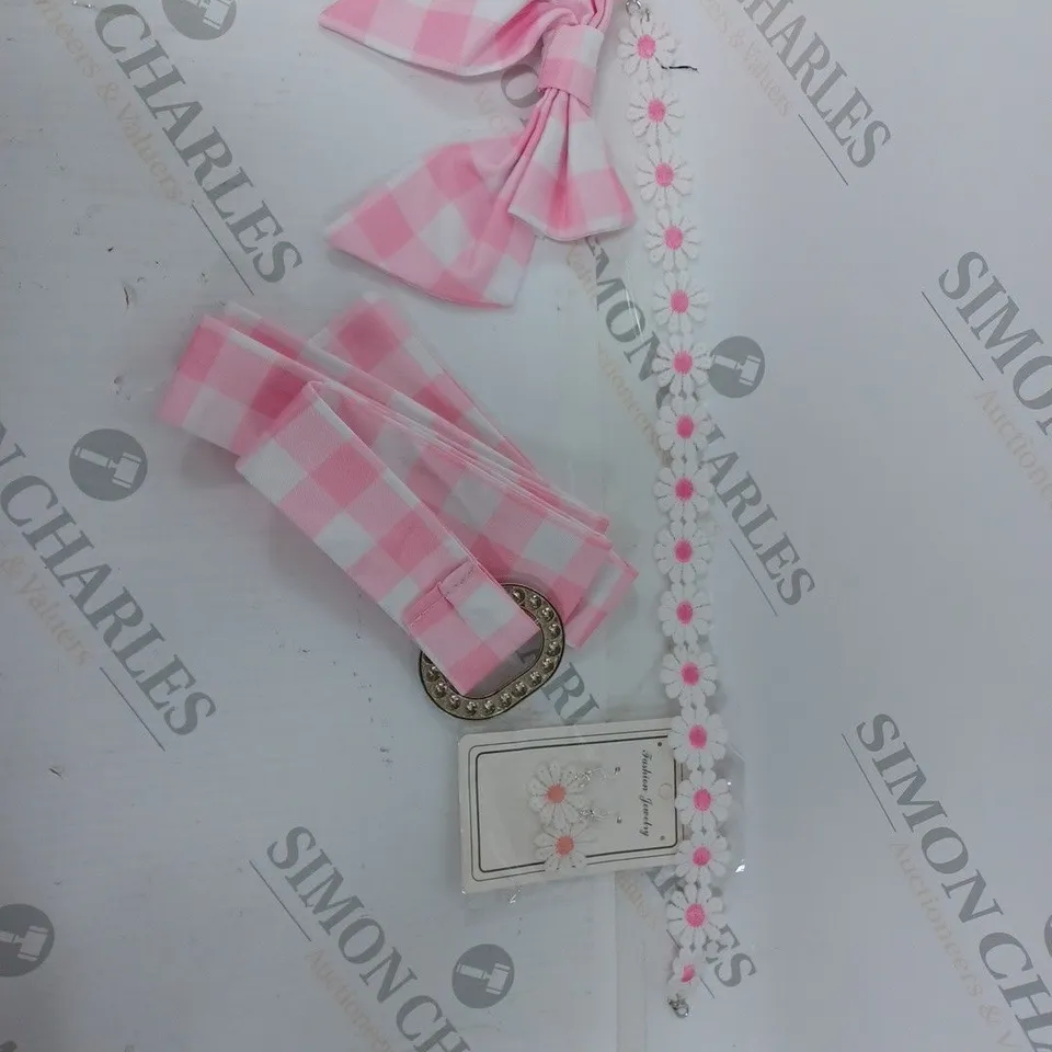 PINK AND WHITE DRESS WITH ACCESSORIES SIZE 2XL