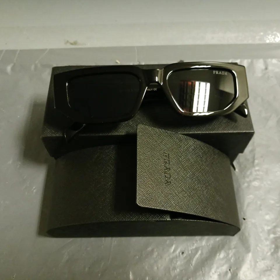 PAIR OF PRADA CHUNKY BLACK FRAMED GLASSES IN CASE