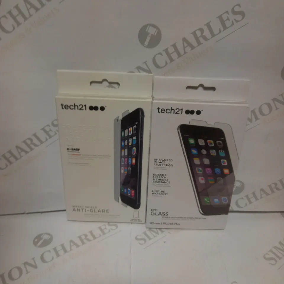 APPROXIMATELY 80 BRAND NEW BOXED TECH 21 ELECTRICAL CASES TO INCLUDE; 58 IMPACT SHIELD ANTI-GLARE FOR IPHONE 6+ AND 22 EVO GLASS IPHONE 6+/6S+