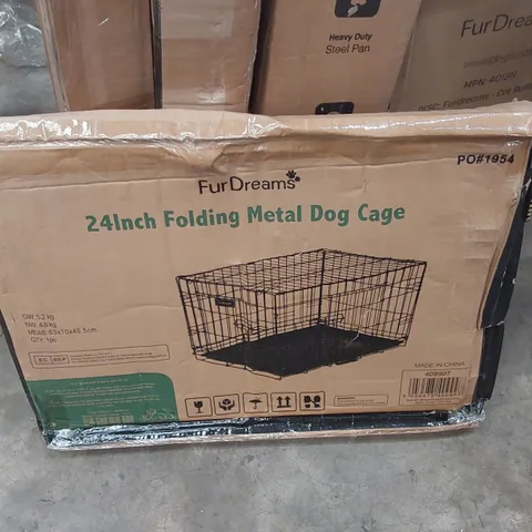 BOXED 24INCH FOLDING METAL DOG CAGE