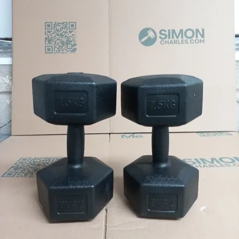 PAIR OF HEX DUMBBELLS – 2 X 7.5 KG