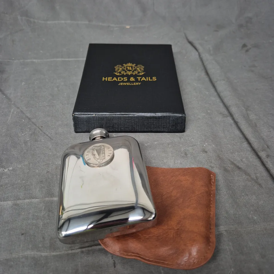 HEADS & TAILS PERSONALISED HIP FLASK 