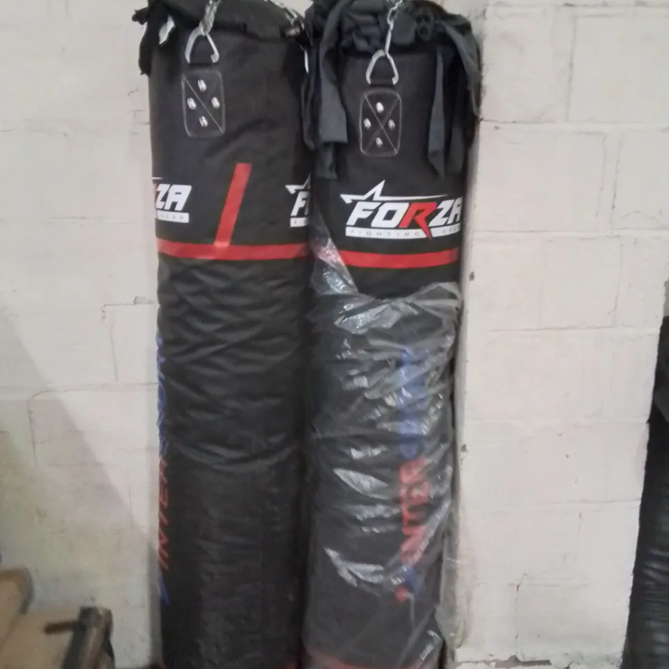 TWO LARGE FORZA HANGING PUNCH BAGS