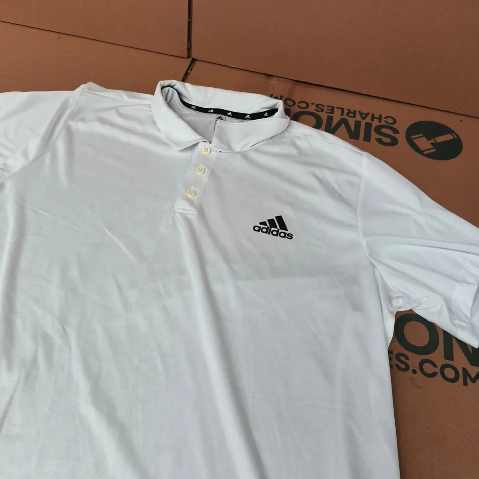 ADIDAS WHITE POLO SHIRT – SIZE XL