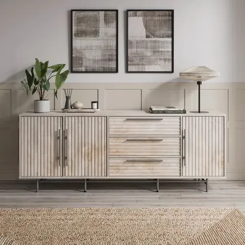 BOXED BRYANT EXTRA WIDE SIDEBOARD - WHITEWASH EFFECT (2 BOXES)