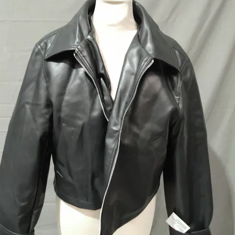 ASO DESIGN BLACK PU JACKET - UK 12