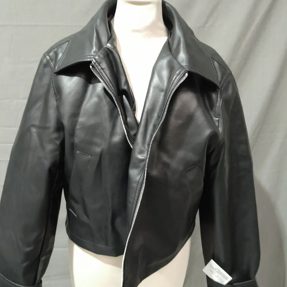 ASO DESIGN BLACK PU JACKET - UK 12
