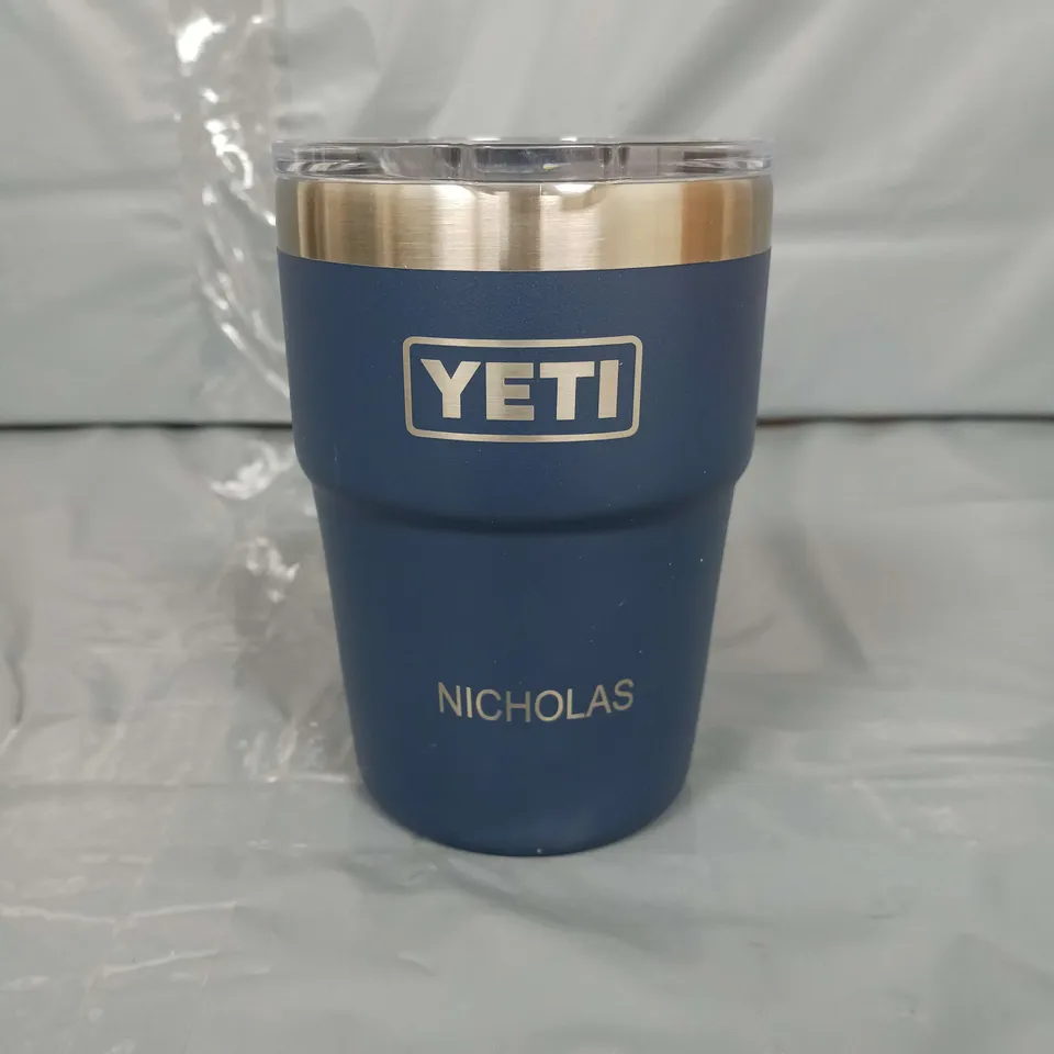 PERSONALISED YETI RAMBLER INSULATED TRAVEL CUP "NICHOLAS" IN NAVY