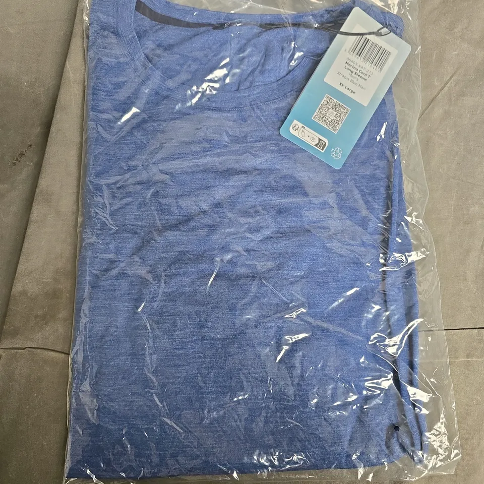BAGGED ROHAN MERINO COOL T LONG SLEEVE IN STRATUS BLUE MARL - XXL