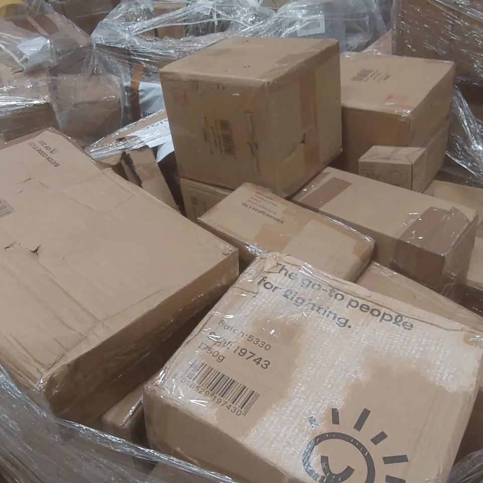 PALLET CONTAINING A VERY LARGE QUANTITY OF ASSORTED DESIGNER LIGHTING PRODUCTS