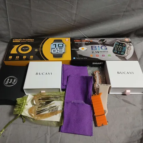 APPROXIMATELY 10 ASSORTED JEWELLERY ITEMS TO INCLUDE - NECKLACE ,WATCH , EARRINGS ETC