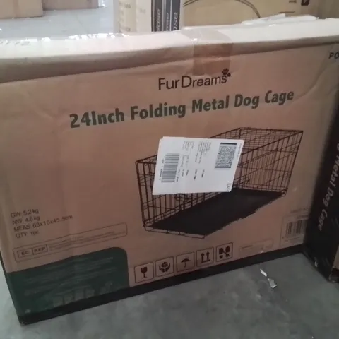 BOXED 24INCH FOLDING METAL DOG CAGE