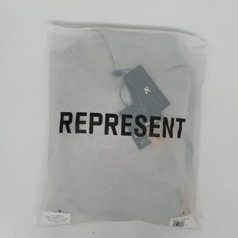 BAGGED REPRESENT OWNERS CLUB HOODIE IN ASH GREY SIZE LARGE