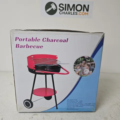 PORTABLE CHARCOAL BARBECUE – PINK CART, BOXED