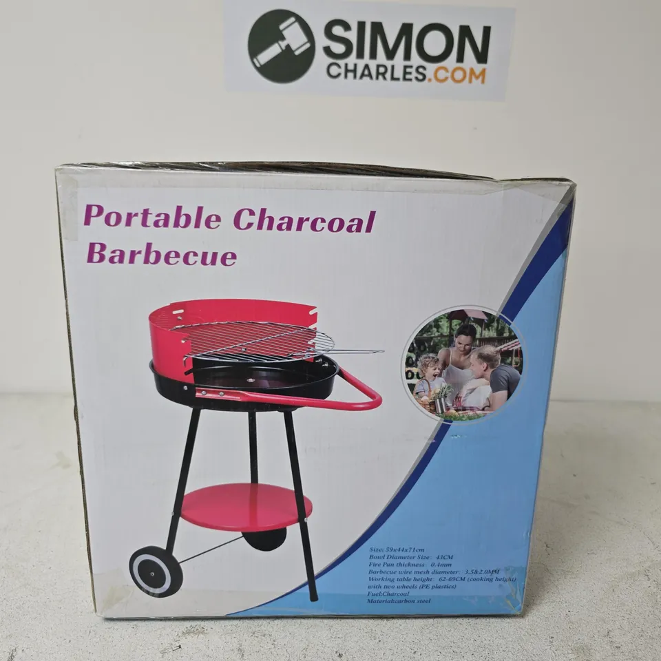 PORTABLE CHARCOAL BARBECUE – PINK CART, BOXED