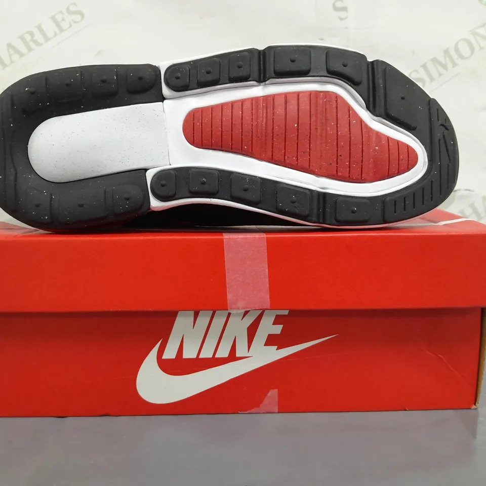 BOXED PAIR OF NIKE AIR MAX 270 SHOES IN GREY/RED UK SIZE 1