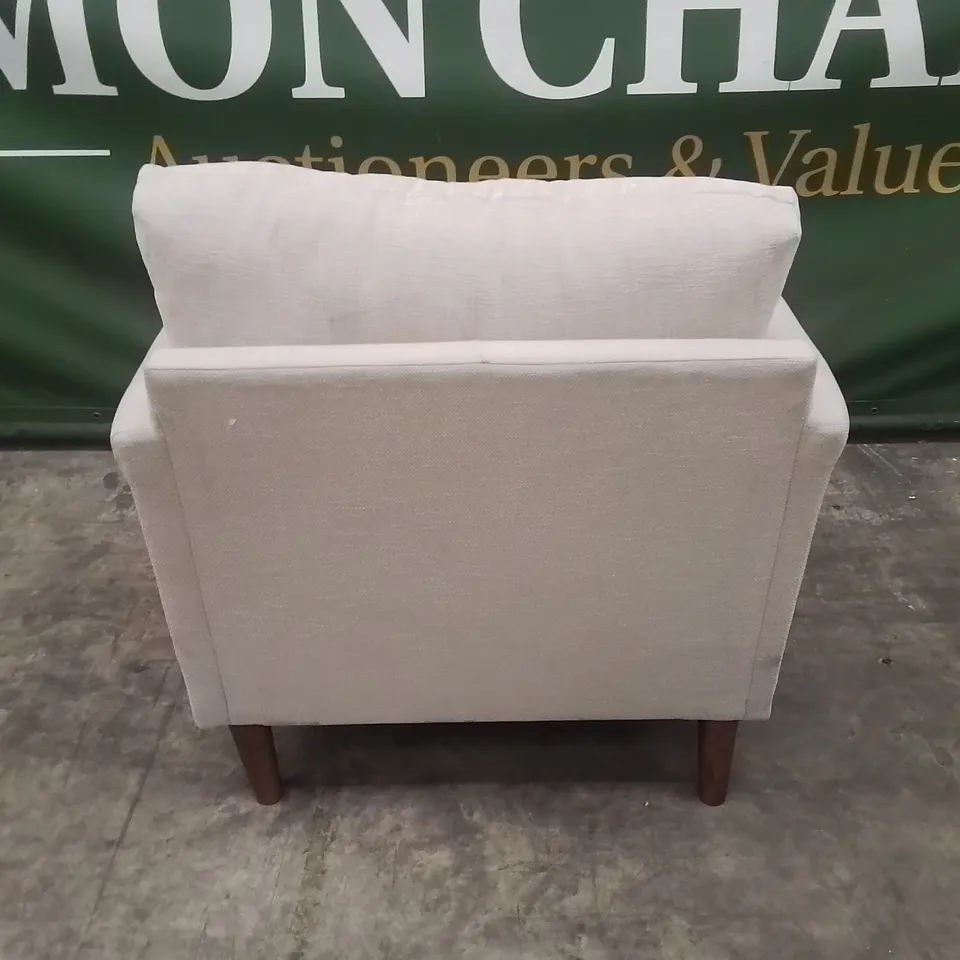 QUALITY DESIGNER EX SHOWROOM FABRIC UPHOLSTERED ARMCHAIR - NATURAL 