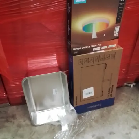 PALLET OF ASSORTED HOUSEHOLD GOODS AND PRODUCTS TO INCLUDE;24"LED MONITOR,CAT LITTER TRAY,GOVEE CEILING LIGHT