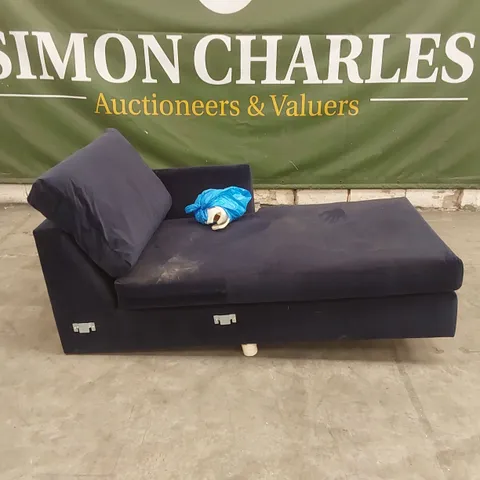 QUALITY DESIGNER CORNER CHAISE SOFA SECTION - NAVY VELVET