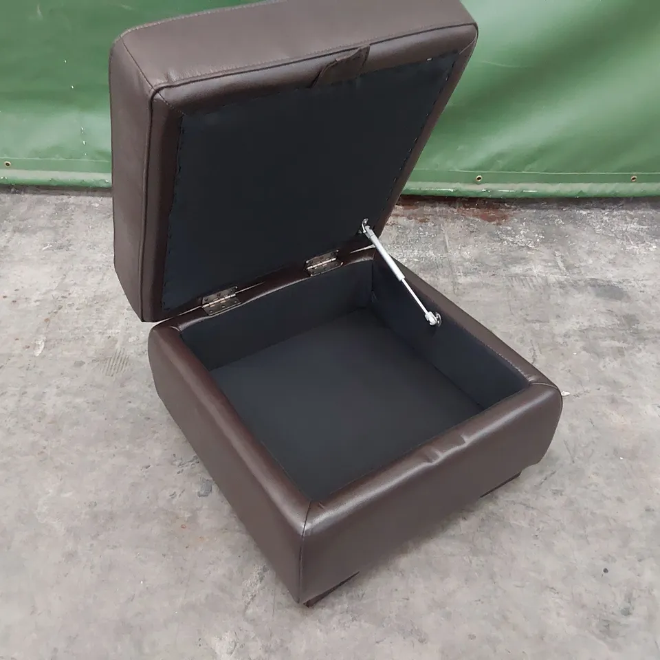 QUALITY DESIGNER SQUARE STORAGE FOOTSTOOL BROWN
