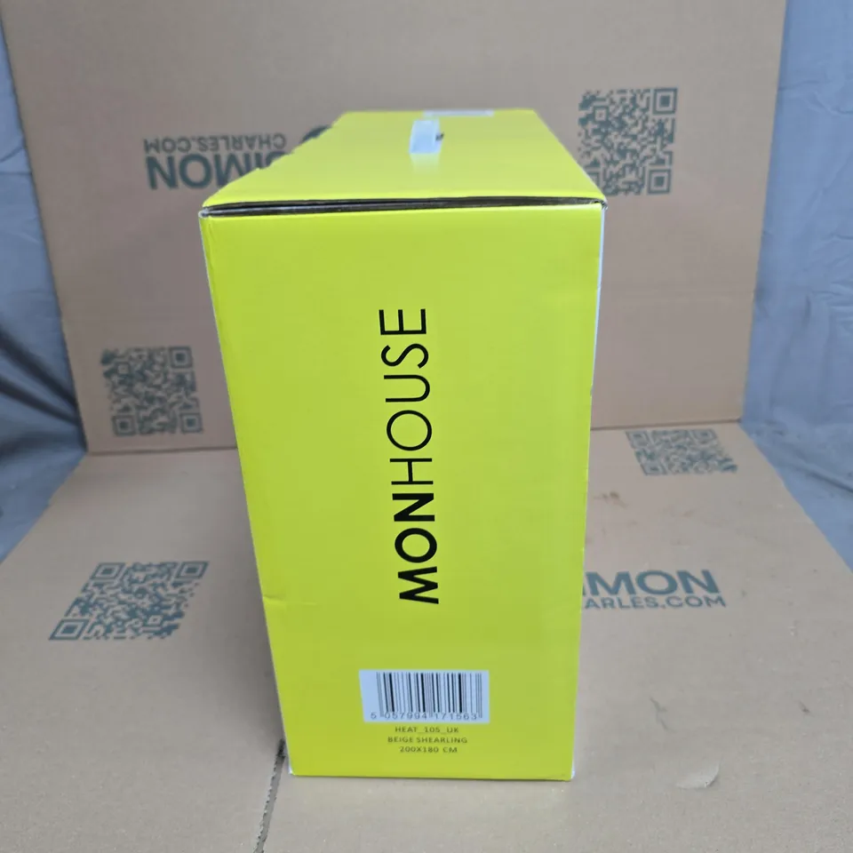 MOONHOUSE HEATED THROW – BEIGE SHEARLING 200X180 CM