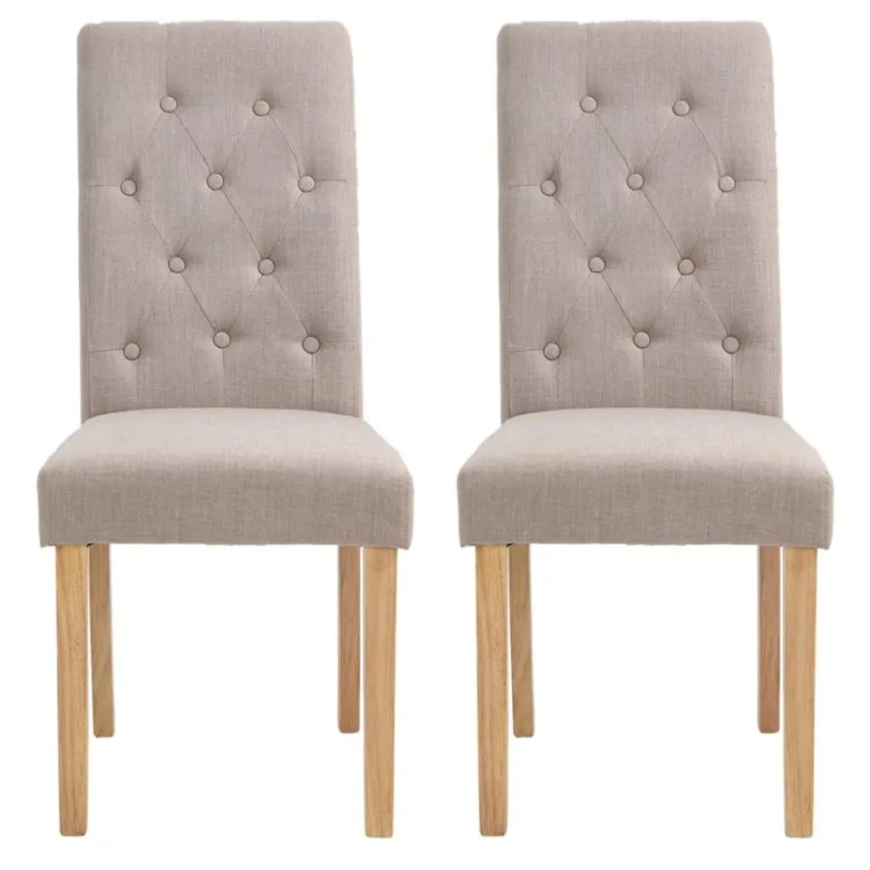 BOXED PLATTEKILL TUFTED LINEN SIDE CHAIR - BIEGE (1 BOX)