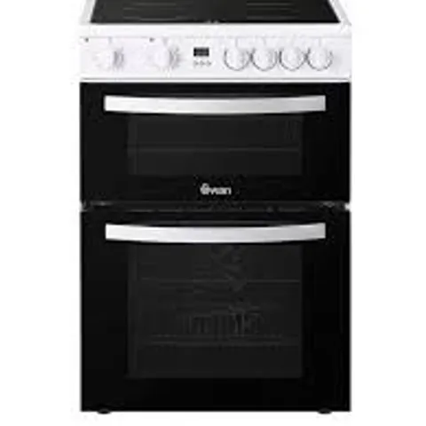 BOXED SWAN SX16720W 60CM ELECTRIC TWIN OVEN CERAMIC HOB COOKER - WHITE