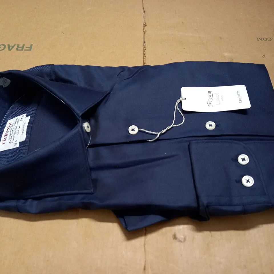 T..M.LEWIN DARK BLUE LONG SLEEVE SHIRT - 16.5